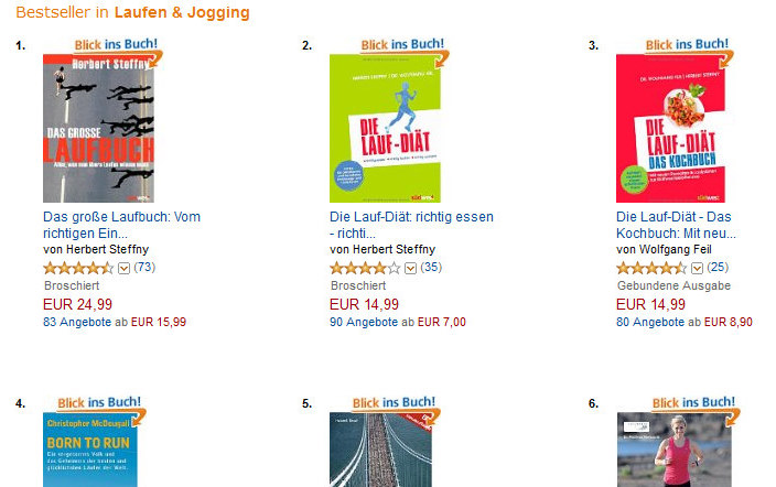 Bestseller bei Amazon unter Laufbchern